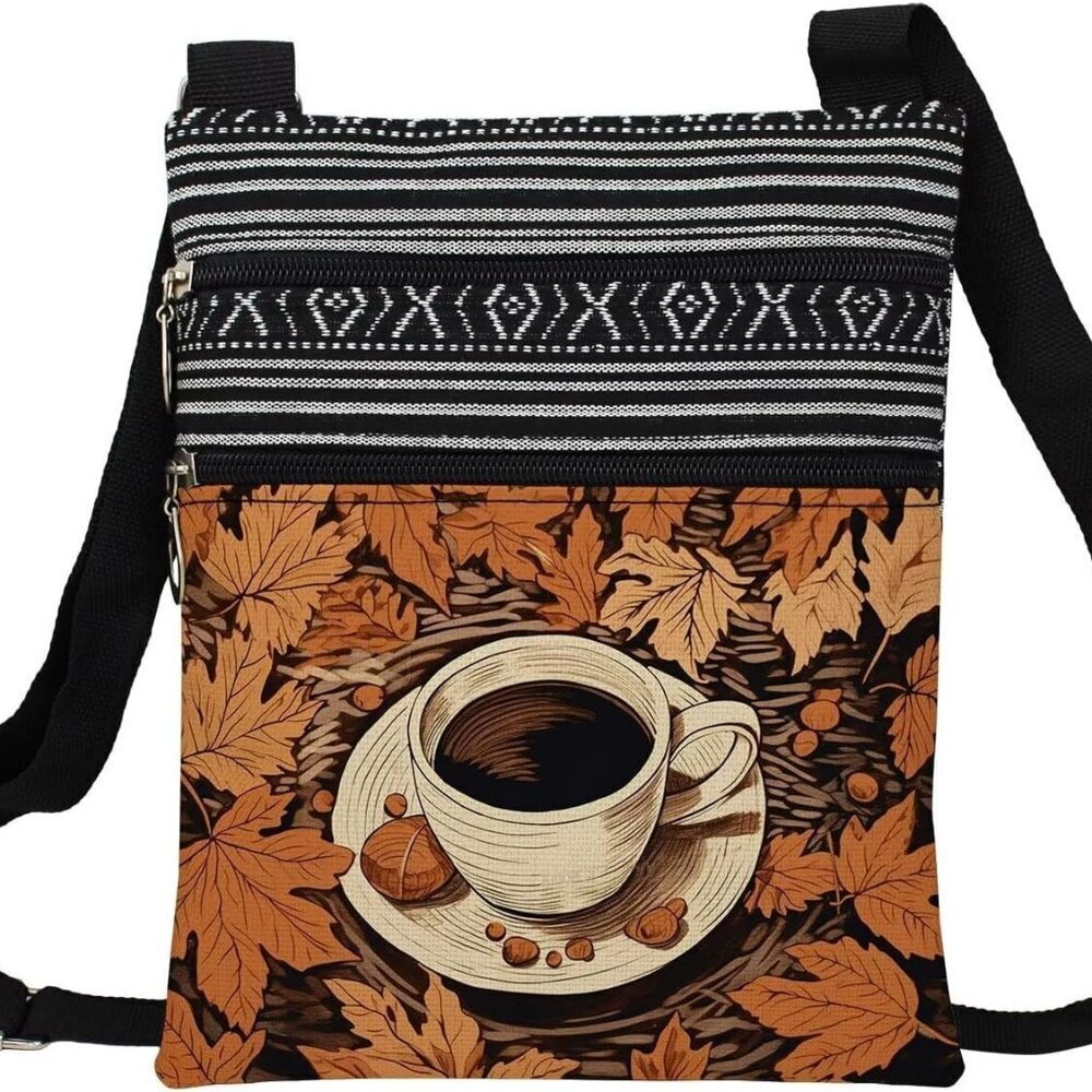 Crossbody Bag Polyester Small Ethnic Printed Adjustable Strap Ladies - Picture 1 of 7
